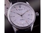 Swiss Rolex Geneve Fake Watch Cellini Time SS White Face Diamond Bezel